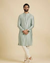 Manyavar Men Soft Green Moroccan Patterned Kurta Set