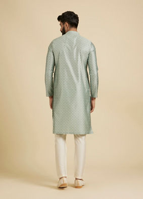 Manyavar Men Soft Green Moroccan Patterned Kurta Set image number 5