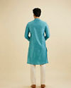 alt message - Manyavar Men Turquoise Blue Moroccan Patterned Kurta Set image number 5