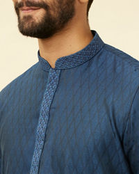 Manyavar Men Violet Blue Jaal Patterned Kurta Set