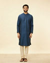 Manyavar Men Violet Blue Jaal Patterned Kurta Set