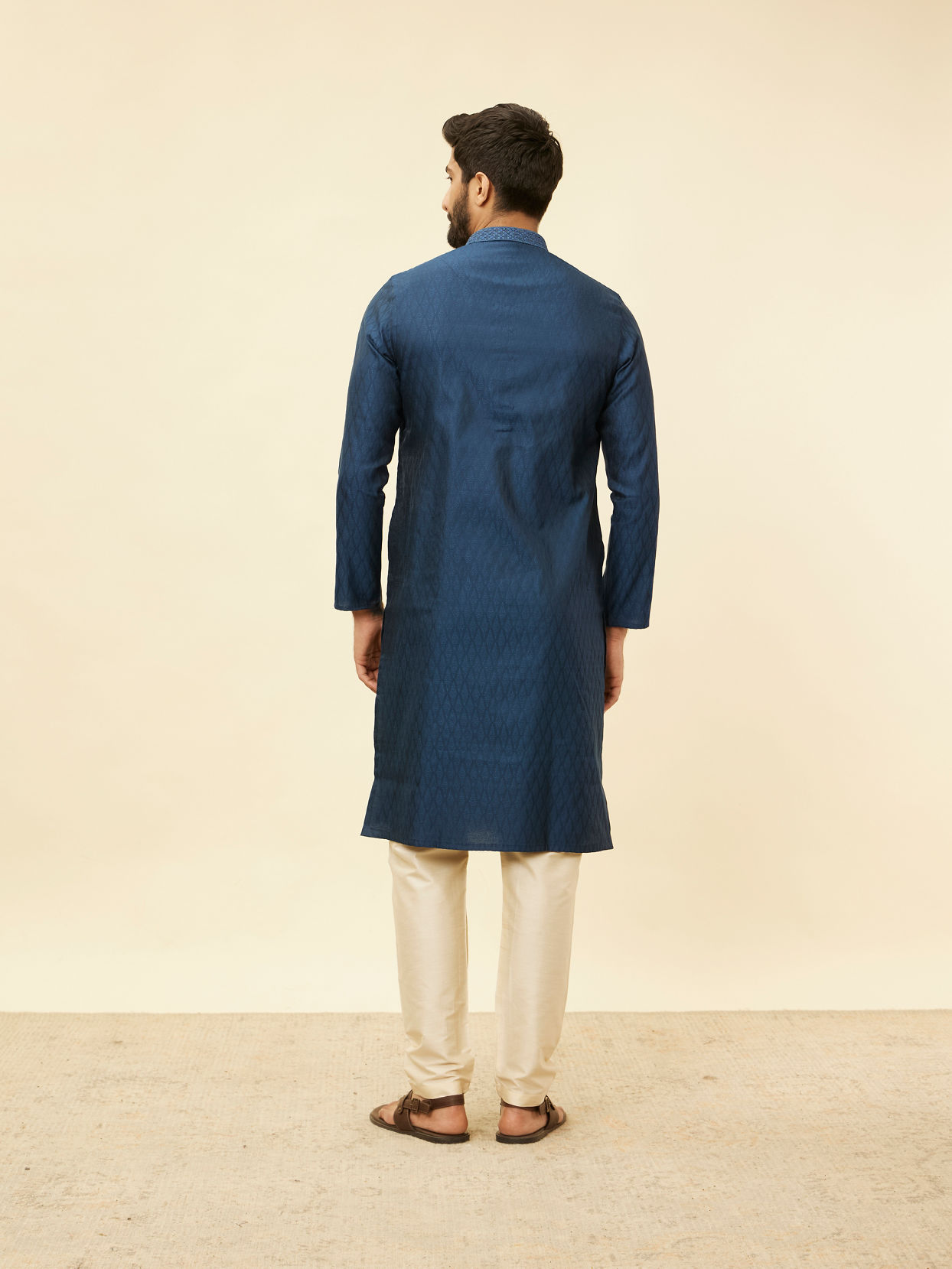 Manyavar Men Violet Blue Jaal Patterned Kurta Set