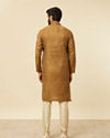 alt message - Manyavar Men Fawn Grid Patterned Kurta Set image number 5