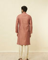 Manyavar Men Rust Red Trellis Patterned Kurta Set