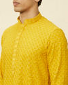 Manyavar Men Mustard Yellow Chikankari Kurta Set