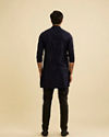 Manyavar Men Indigo Blue Jaal Embroidered Kurta Set with Sequin Work