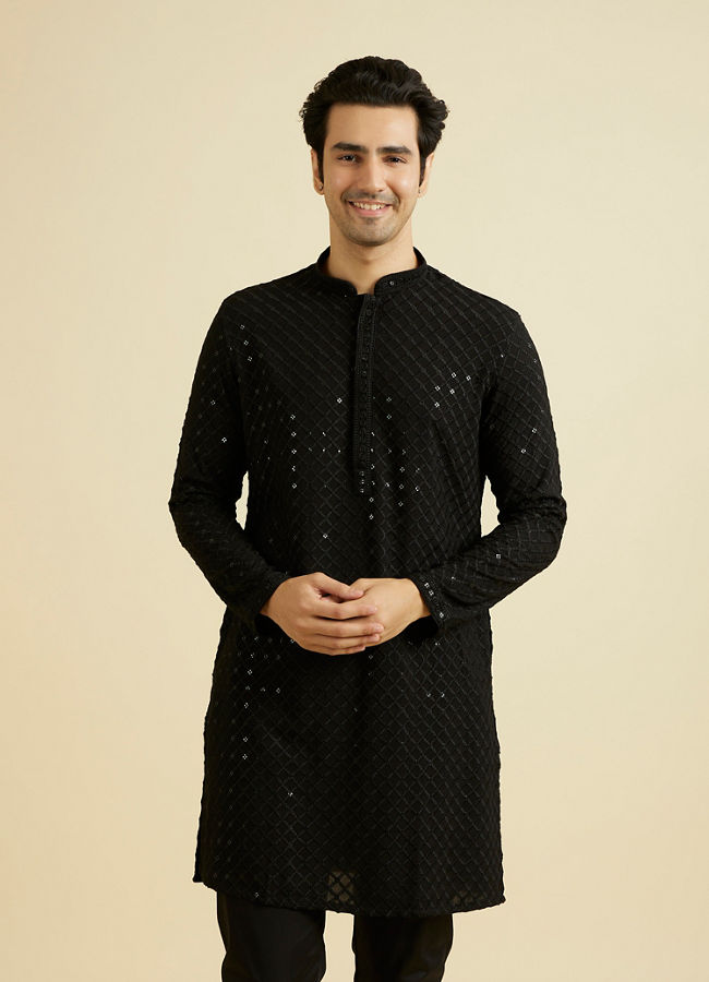 Manyavar Men Majestic Black Kurta Pajama