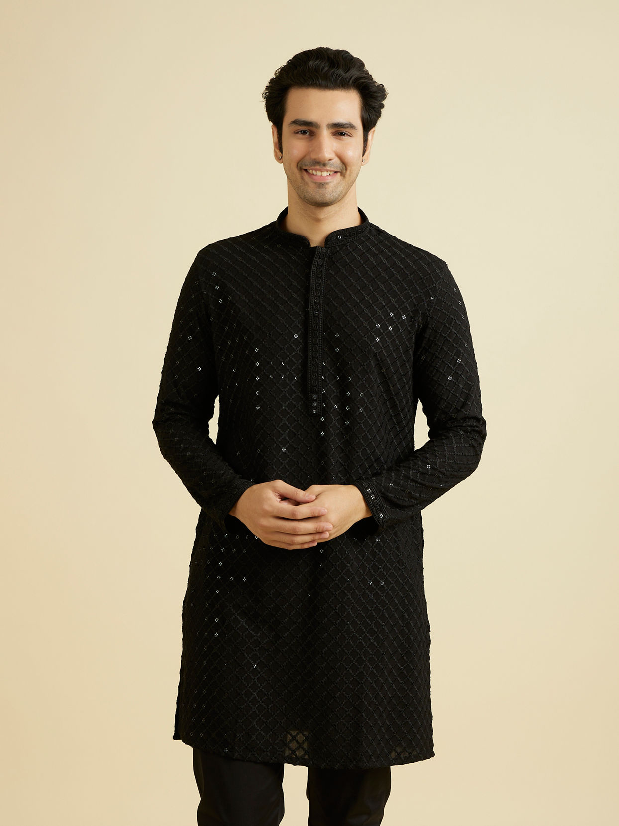 Manyavar Men Majestic Black Kurta Pajama