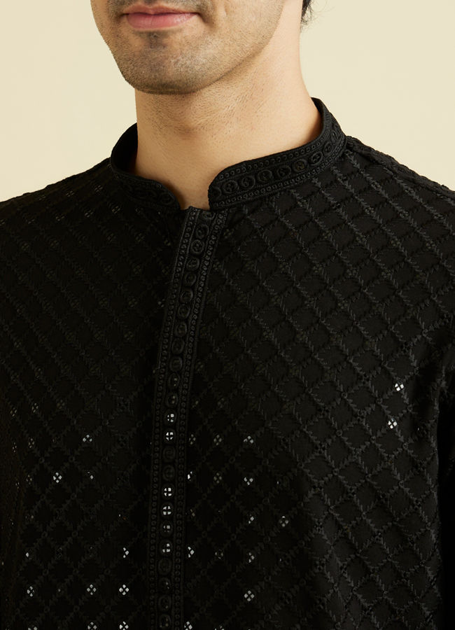 Manyavar Men Majestic Black Kurta Pajama