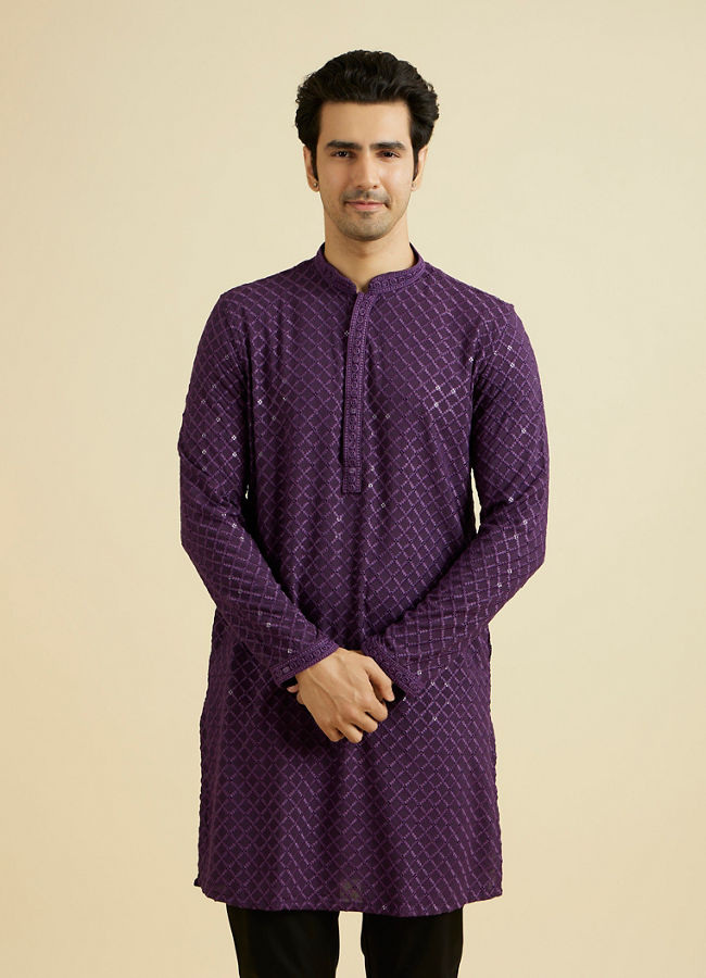 Manyavar Men Purple Majesty Kurta Pajama