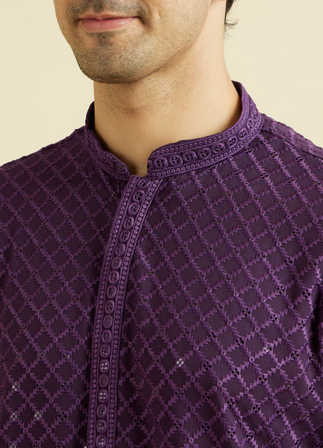 Manyavar Men Purple Majesty Kurta Pajama