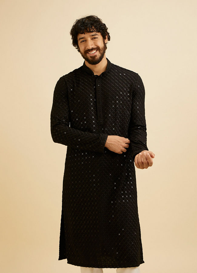 Manyavar Men Black Elegance Kurta Pajama image number 0