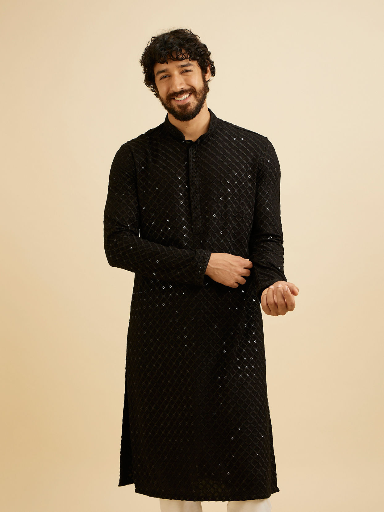 Manyavar Men Black Elegance Kurta Pajama image number 0