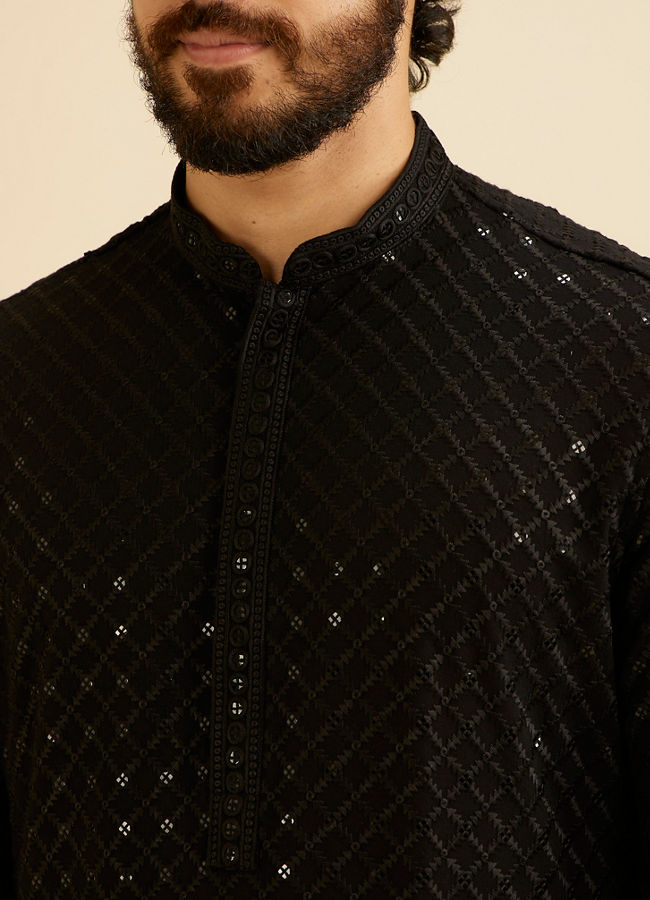 Manyavar Men Black Elegance Kurta Pajama image number 1