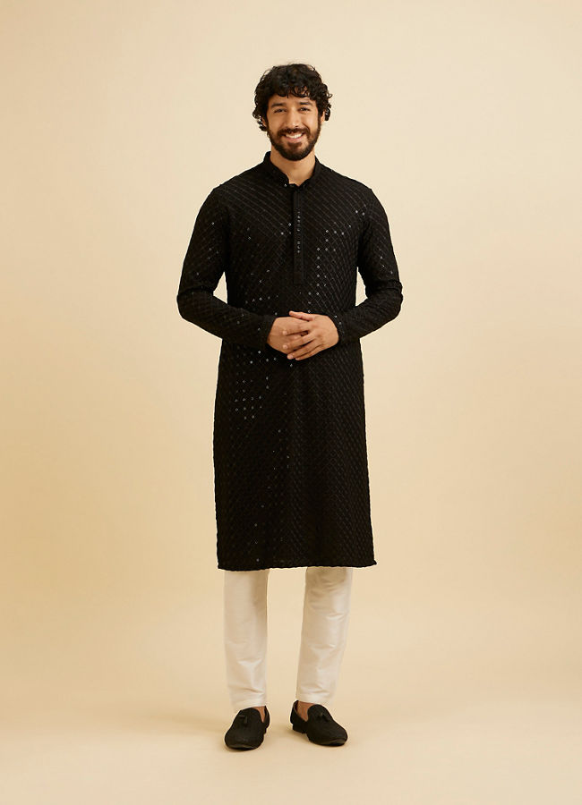 Manyavar Men Black Elegance Kurta Pajama image number 2