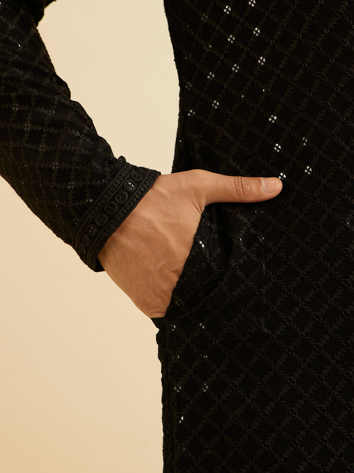 Manyavar Men Black Elegance Kurta Pajama