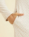 Manyavar Men Smoke Grey Grid Patterned Chikankari Kurta Set with Sequin Work