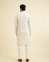 Manyavar Men Smoke Grey Grid Patterned Chikankari Kurta Set with Sequin Work