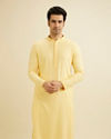 Sunglow Yellow Grid Patterned Chikankari Kurta Set with Sequin Work