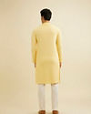 Manyavar Men Sunglow Yellow Grid Patterned Chikankari Kurta Set with Sequin Work