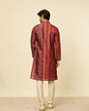 Manyavar Men Rust Red Multi coloured Printed Kurta Set