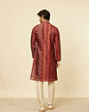 alt message - Manyavar Men Rust Red Multi-coloured Printed Kurta Set image number 4