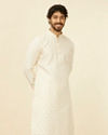 Soft Cream Kurta Set with Buta Motifs