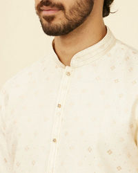 Manyavar Men Soft Cream Kurta Set with Buta Motifs
