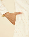 Manyavar Men Soft Cream Kurta Set with Buta Motifs