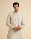 Manyavar Men Light Grey Buta Patterned Kurta Set