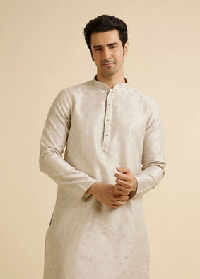 Manyavar Men Light Grey Buta Patterned Kurta Set