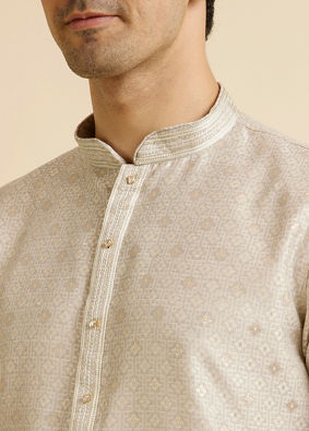 Manyavar Men Light Grey Buta Patterned Kurta Set