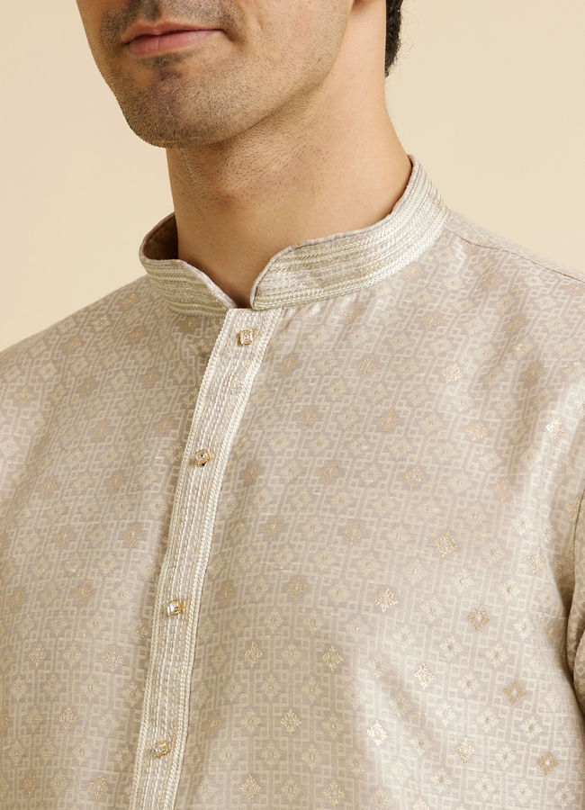 Manyavar Men Light Grey Buta Patterned Kurta Set