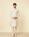 Manyavar Men Cream Paisley Printed Kurta Set