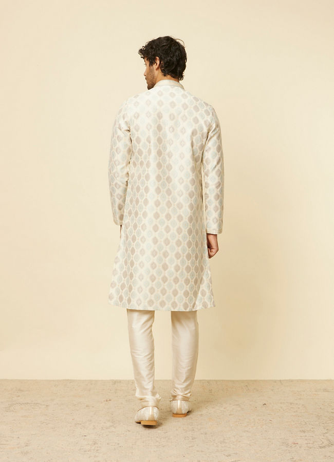 Manyavar Men Cream Paisley Printed Kurta Set