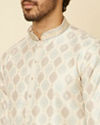 Manyavar Men Cream Paisley Printed Kurta Set