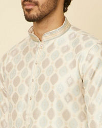 Manyavar Men Cream Paisley Printed Kurta Set