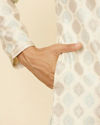 Manyavar Men Cream Paisley Printed Kurta Set