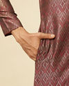 Manyavar Men Maroon Bel Buti Patterned Kurta Set