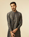 Manyavar Men Dark Blue Diamond Patterned Kurta Set