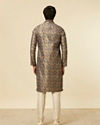 Manyavar Men Dark Blue Frequency Printed Kurta Set