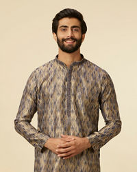 Manyavar Men Dark Blue Frequency Printed Kurta Set