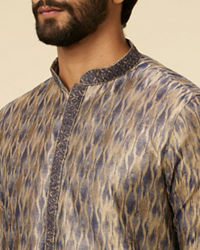 Manyavar Men Dark Blue Frequency Printed Kurta Set