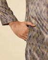 Manyavar Men Dark Blue Frequency Printed Kurta Set