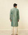 Manyavar Men Teal Green Ogee Patterned Kurta Set