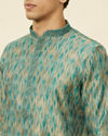 Manyavar Men Teal Green Ogee Patterned Kurta Set