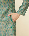 Manyavar Men Teal Green Ogee Patterned Kurta Set