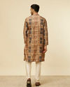 alt message - Manyavar Men Fawn Abstract Printed Kurta Set image number 5