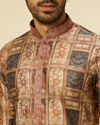 alt message - Manyavar Men Fawn Abstract Printed Kurta Set image number 1