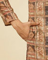 alt message - Manyavar Men Fawn Abstract Printed Kurta Set image number 3